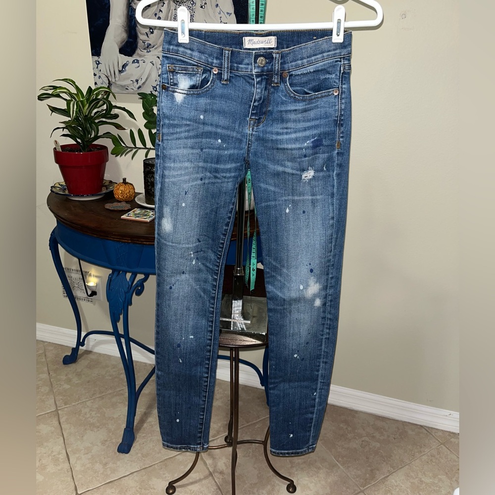 Madewell Skinny Skinny Distressed Paint Splatter Jeans - 24